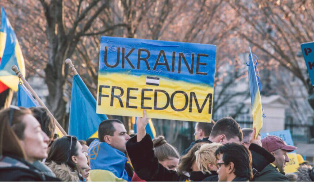 Ukraine freendom sign. Russian